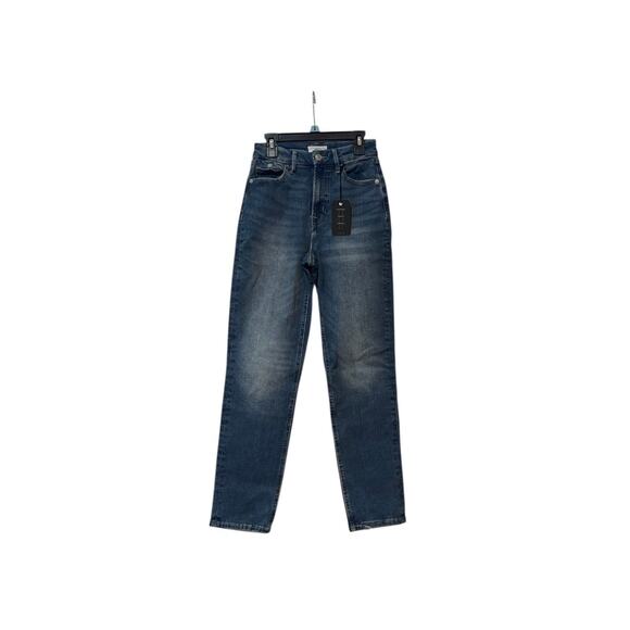 NWT Forever 21 Curved Straight Jeans Women’s Size 25 Dark Wash Stretch - Picture 1 of 6